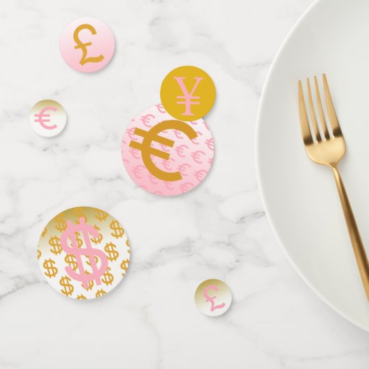 ピンクと金ゴールドマネーシンボルのパーティー紙吹雪 コンフェッティ (グループ)