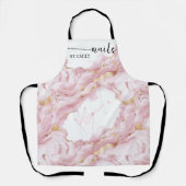 ピンクと金ゴールドマーブルカスタムネイルサロン エプロン (正面)