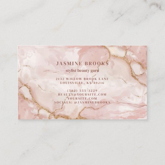 ピンクと金ゴールドマーブルシックグラム 名刺 (裏面)