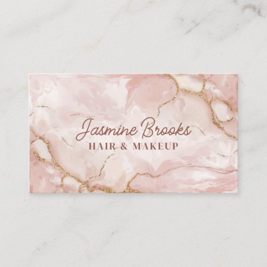 ピンクと金ゴールドマーブルシックグラム 名刺 (正面)