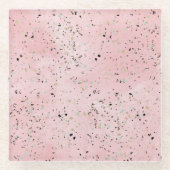 ピンクと金ゴールドマーブルテラッツォ ガラスコースター (正面)