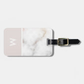 ピンクと金ゴールドマーブルパーソナライズされたイニシャル ラゲッジタグ (正面横)
