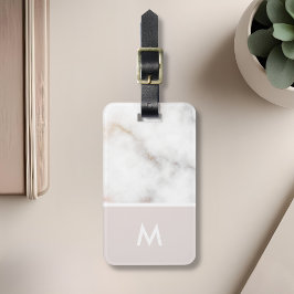 ピンクと金ゴールドマーブルパーソナライズされたイニシャル ラゲッジタグ