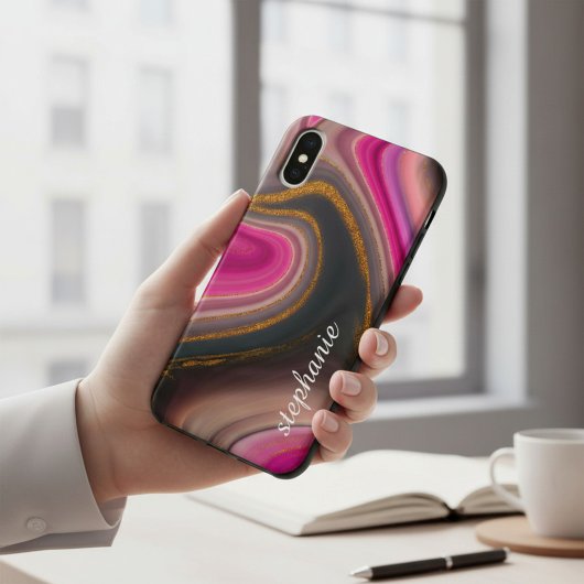 ピンクと金ゴールドマーブルモノグラム Case-Mate iPhoneケース