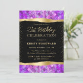 ピンクと金ゴールドマーメイドはかりで測21歳の誕生日 招待状 (スタンド正面)