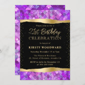 ピンクと金ゴールドマーメイドはかりで測21歳の誕生日 招待状 (正面/裏面)