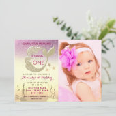 ピンクと金ゴールドマーメイド1歳の誕生日 招待状 (スタンド正面)