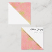 ピンクと金ゴールドミニマリストの名刺 スクエア名刺 (正面/裏面)