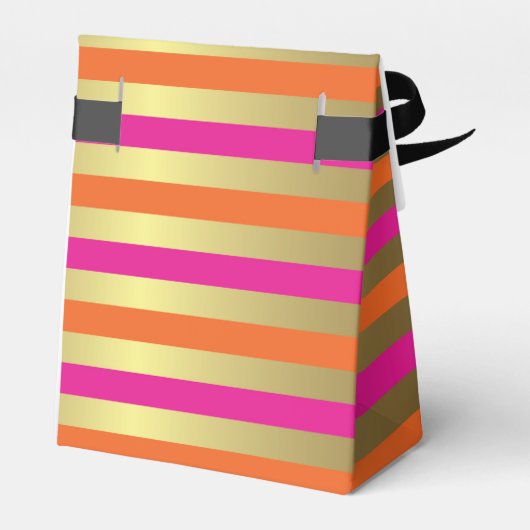 ピンクと金ゴールドメストライプタル結婚の感謝してい数 フェイバーボックス (裏面サイド)