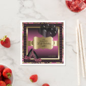 ピンクと金ゴールドメタリック – ハッピーバースデー | DIY文字 スタンダードカクテルナプキン (インサイチュ)