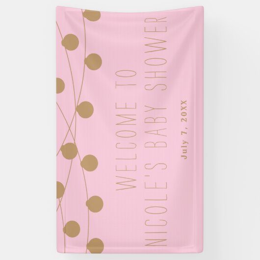 ピンクと金ゴールドモダンの文字列ライトシックパーティーバナー 横断幕 (縦)