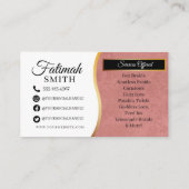 ピンクと金ゴールドモダンの毛編みサロン事業 名刺 (裏面)