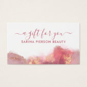 ピンクと金ゴールドモダンの水色ギフトカード (正面)