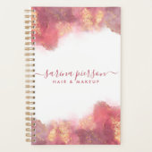 ピンクと金ゴールドモダンの液体水カラーインク プランナー手帳 (正面)