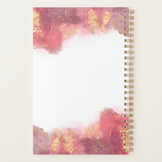 ピンクと金ゴールドモダンの液体水カラーインク プランナー手帳 (裏面)