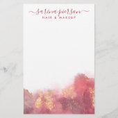 ピンクと金ゴールドモダンの液体水カラーインク 便箋 (裏面)