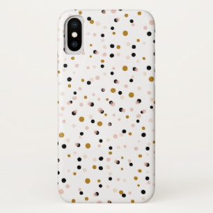 ピンクと金ゴールドモダン紙吹雪のドットのパターン iPhone X ケース