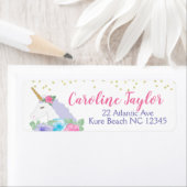 ピンクと金ゴールドユニコーンベビーシャワー住所 シール (インサイチュ)