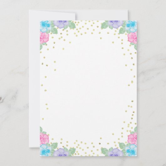 ピンクと金ゴールドユニコーンベビーシャワー招待状 招待状 (裏面)