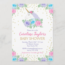 ピンクと金ゴールドユニコーンベビーシャワー招待状 招待状