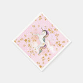 ピンクと金ゴールドユニコーン誕生日パーティナプキンス スタンダードカクテルナプキン (角)