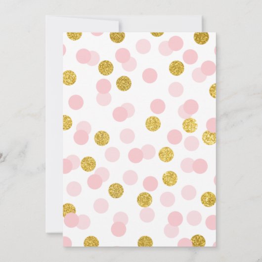 ピンクと金ゴールドリトルプリンセス招待状 招待状 (裏面)