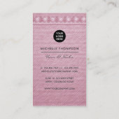 ピンクと金ゴールドリネンのファブリックの名刺 名刺 (裏面)