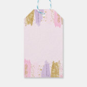 ピンクと金ゴールドレインボー1歳の誕生日のお願い ギフトタグ (裏面)