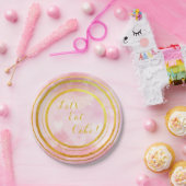 ピンクと金ゴールドレッツケ食べーキ紙プレート ペーパープレート (パーティー)