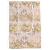 ピンクと金ゴールドレース ミディアムペーパーバッグ (裏面)