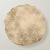 ピンクと金ゴールドレース ラウンドクッション (裏面)