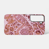 ピンクと金ゴールドレース SAMSUNG GALAXYケース (裏面横)