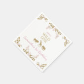 ピンクと金ゴールドワイルドワンガールバースデーパーティー スタンダードカクテルナプキン (角)