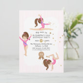 ピンクと金ゴールド体操の誕生日パーティーへの招待 招待状 (スタンド正面)