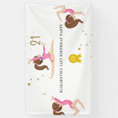 ピンクと金ゴールド体操21歳 横断幕 (縦)