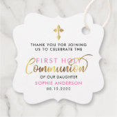 ピンクと金ゴールド初の聖餐式 フェイバータグ (裏面)