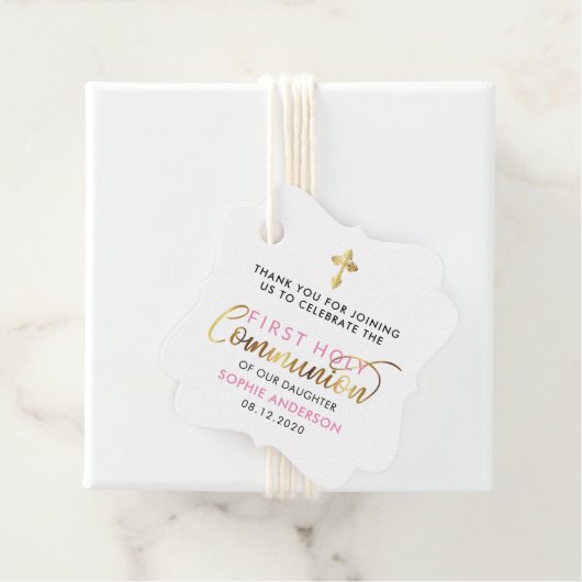 ピンクと金ゴールド初の聖餐式 フェイバータグ (インサイチュ)