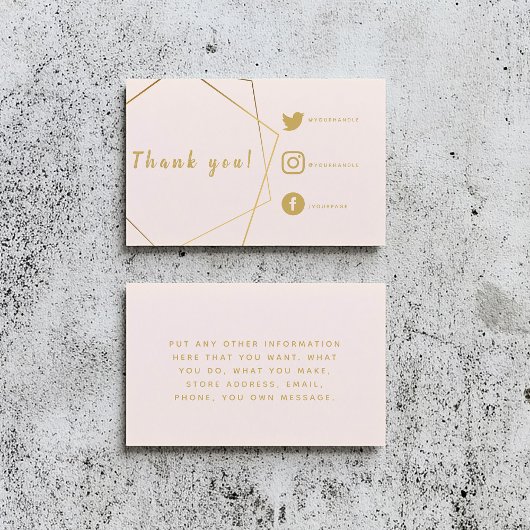 ピンクと金ゴールド効果ソーシャルリンク挿入カード。 エンクロージャーカード