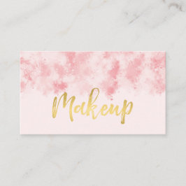 ピンクと金ゴールド化粧名刺 名刺