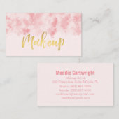ピンクと金ゴールド化粧名刺 名刺 (正面/裏面)
