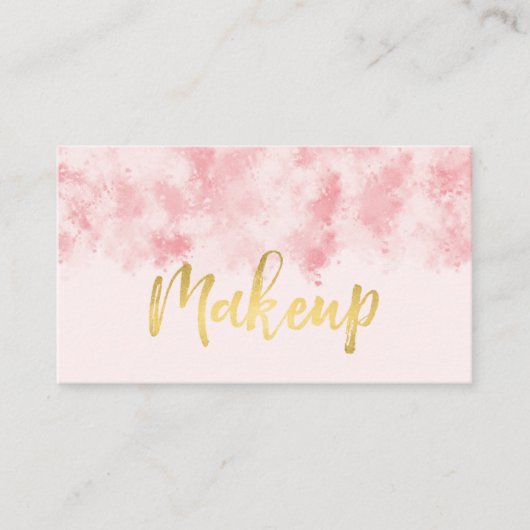 ピンクと金ゴールド化粧名刺 名刺 (正面)