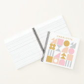 ピンクと金ゴールド名の幾何形状パターン ノートブック (内部)