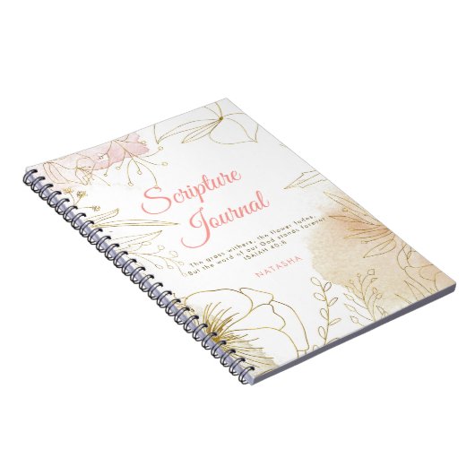 ピンクと金ゴールド図解入りの、写真付きのフローラ聖なる書物、 経典ジャーナル ノートブック (右側)