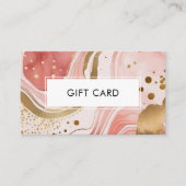 ピンクと金ゴールド大理石の水の色のギフト証明書 名刺 (正面)