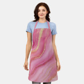 ピンクと金ゴールド大理石エレガント エプロン (着用した状態)