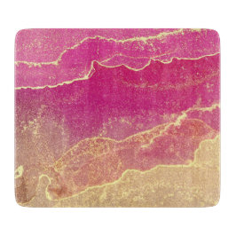 ピンクと金ゴールド大理石エレガント カッティングボード
