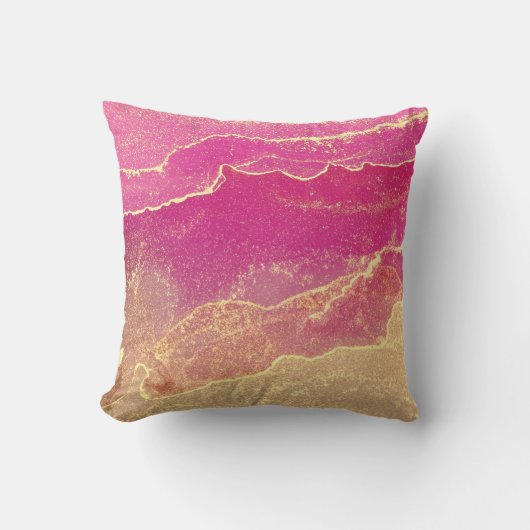 ピンクと金ゴールド大理石エレガント クッション (正面)
