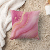 ピンクと金ゴールド大理石エレガント クッション (ブランケット)