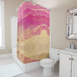 ピンクと金ゴールド大理石エレガント シャワーカーテン