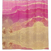 ピンクと金ゴールド大理石エレガント シャワーカーテン (正面)